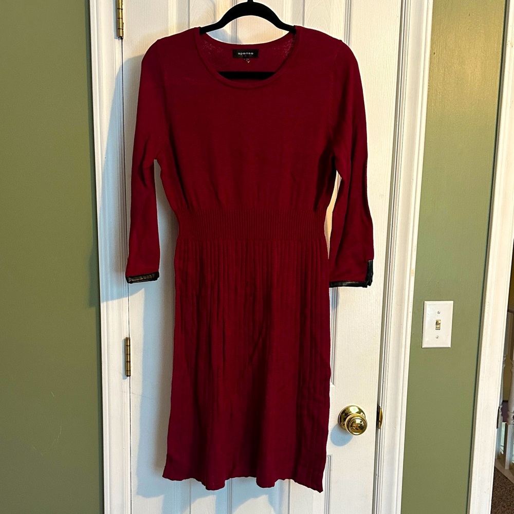 Spense Deep Red Long Sleeve Dress